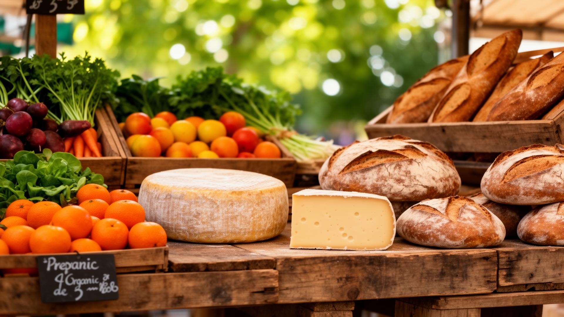 Marché local français avec produits frais